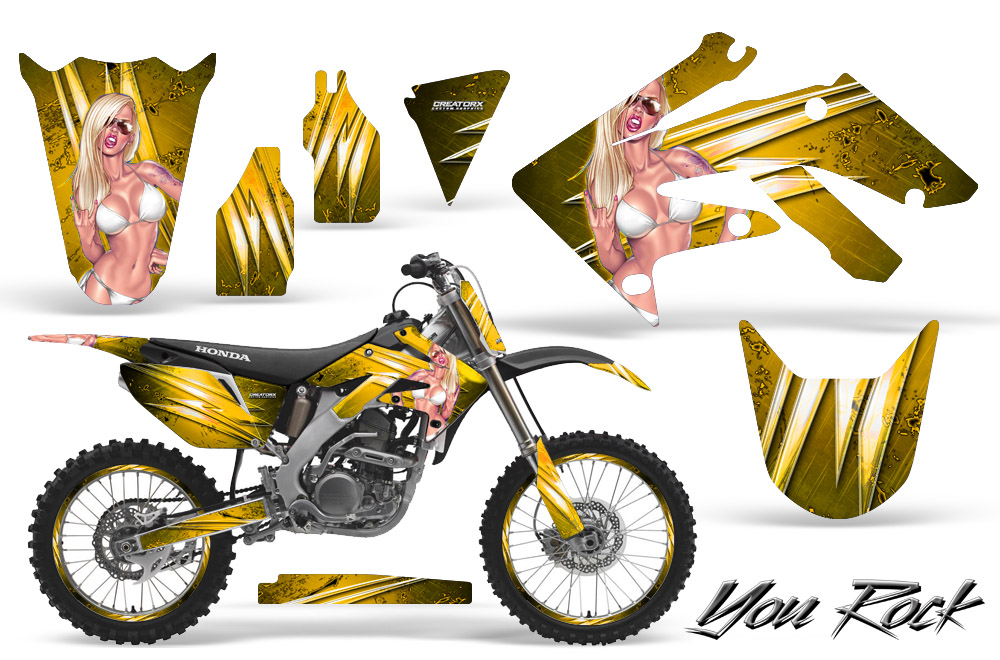 Honda CRF250R 04-09 Graphics Kit You Rock Yellow NP Rims